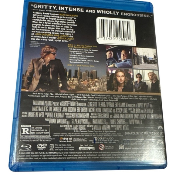 🎰 7 MOVIES/$50 🎰 The Gambler Blu-ray & DVD | Mark Wahlberg Thriller | Like New - Picture 2 of 4
